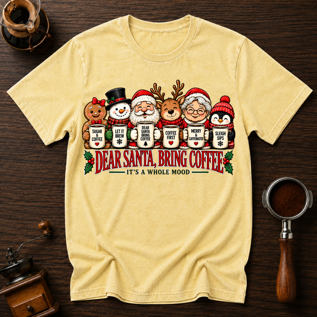 Dear Santa Bring Coffee It's A Whole Mood Dyed T-shirt
