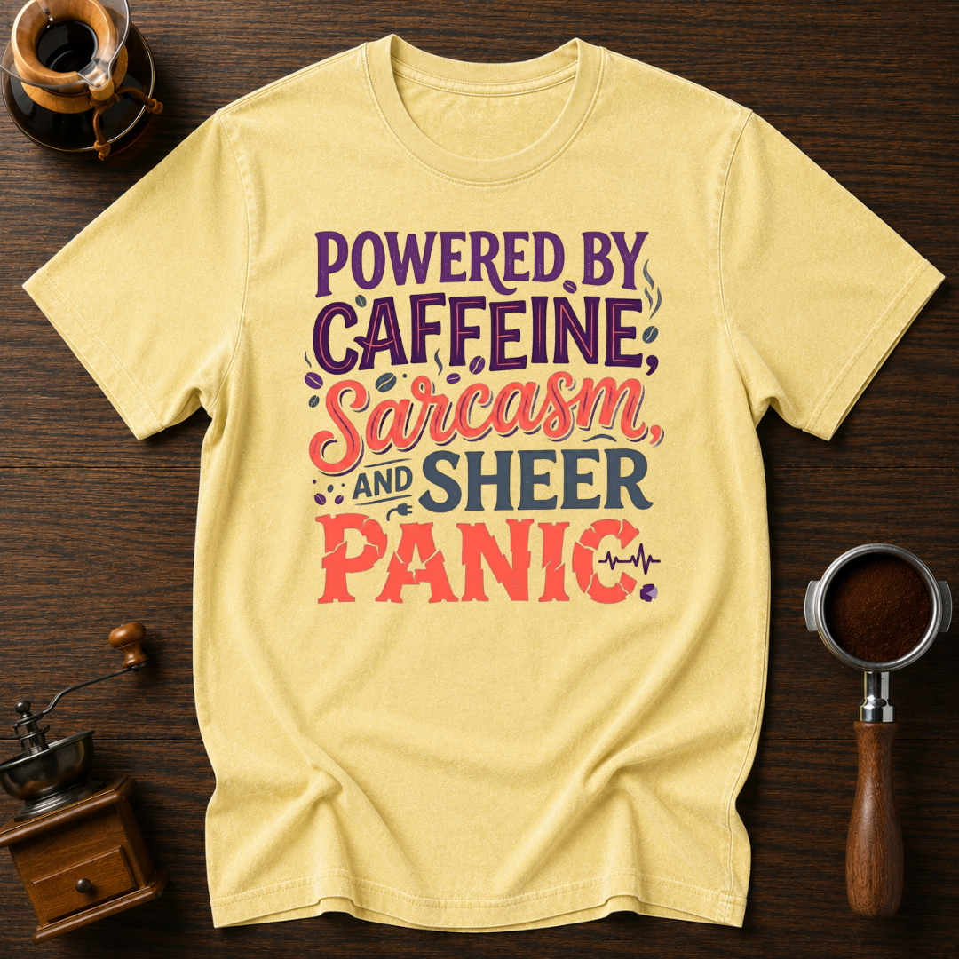 Powered by Caffeine Sarcasm Dyed T-shirt