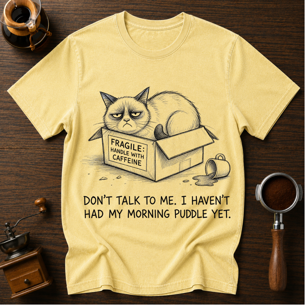 Don't Talk to Me I Haven't Had My Morning Puddle Dyed T-shirt