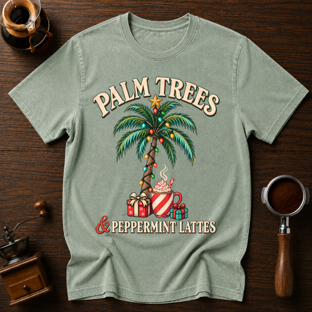 Palm Trees & Peppermint Lattes Dyed T-shirt