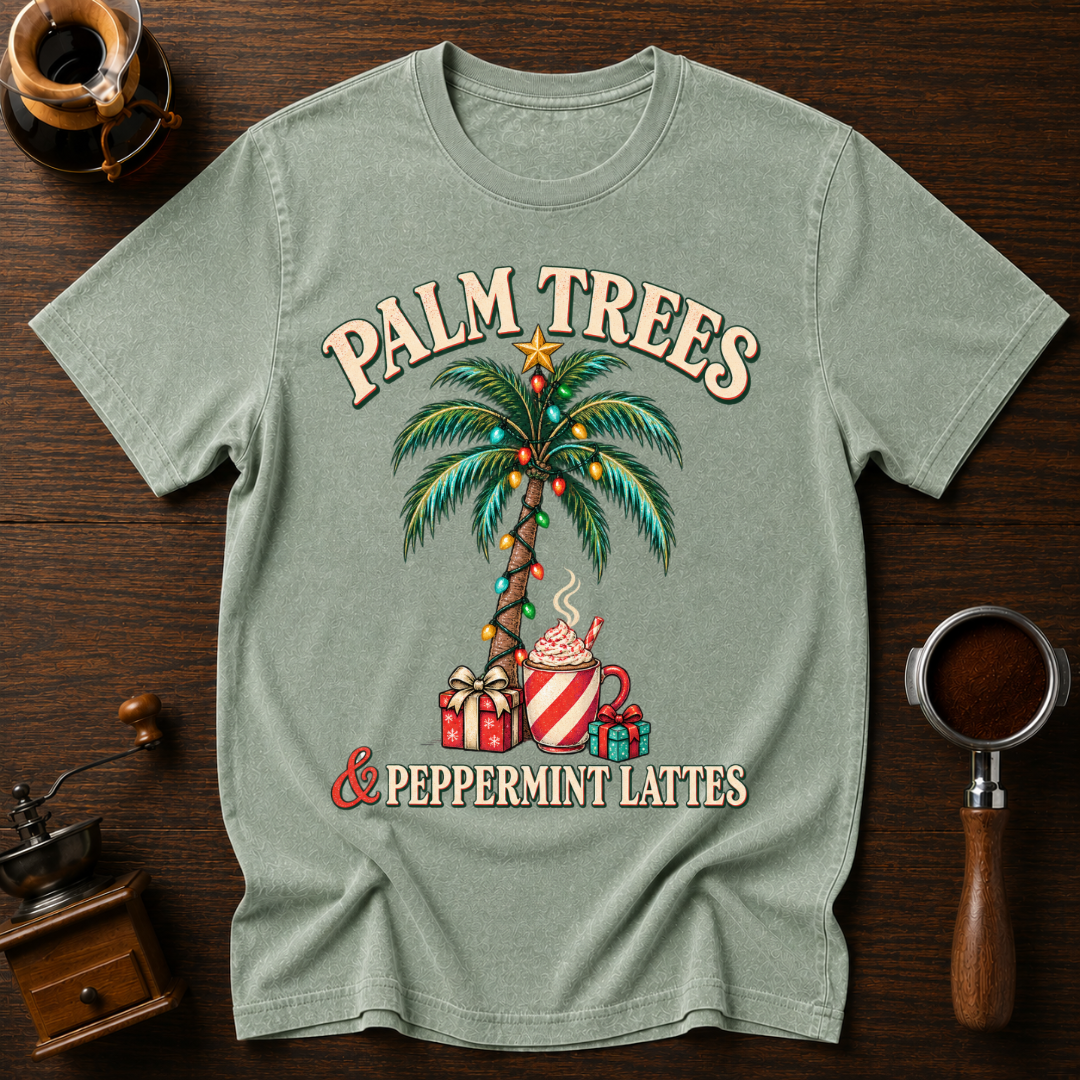 Palm Trees & Peppermint Lattes Dyed T-shirt