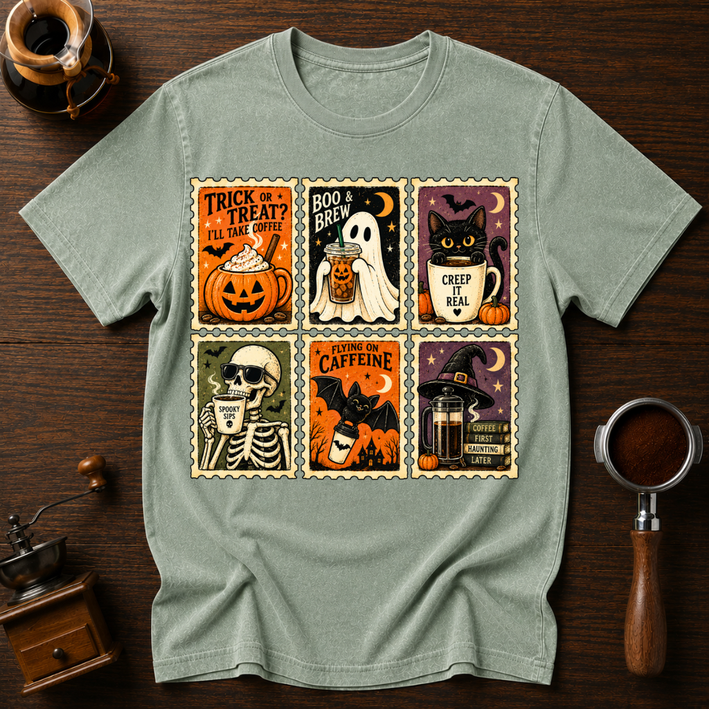 Trick Or Treat I'll Take Coffee Dyed T-shirt