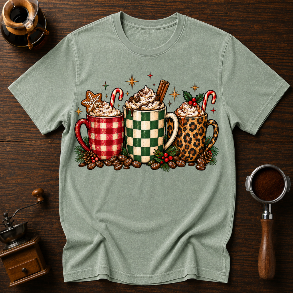 Christmas Mugs Delight Dyed T-shirt