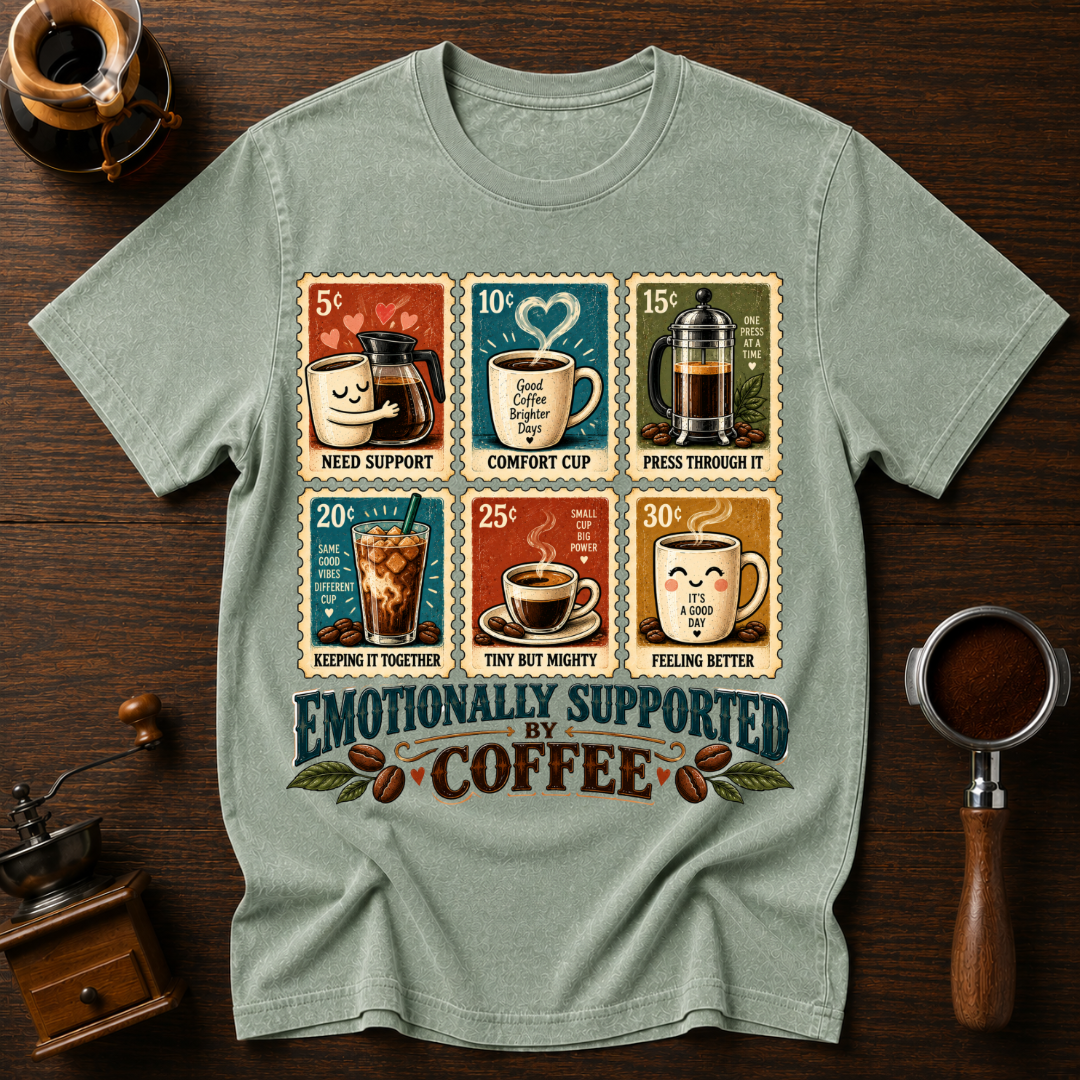 Emotionally Supported By Coffee Dyed T-shirt