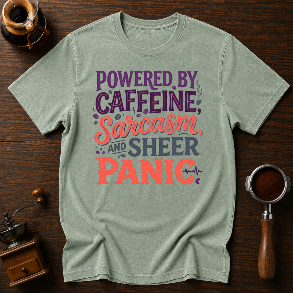 Powered by Caffeine Sarcasm Dyed T-shirt