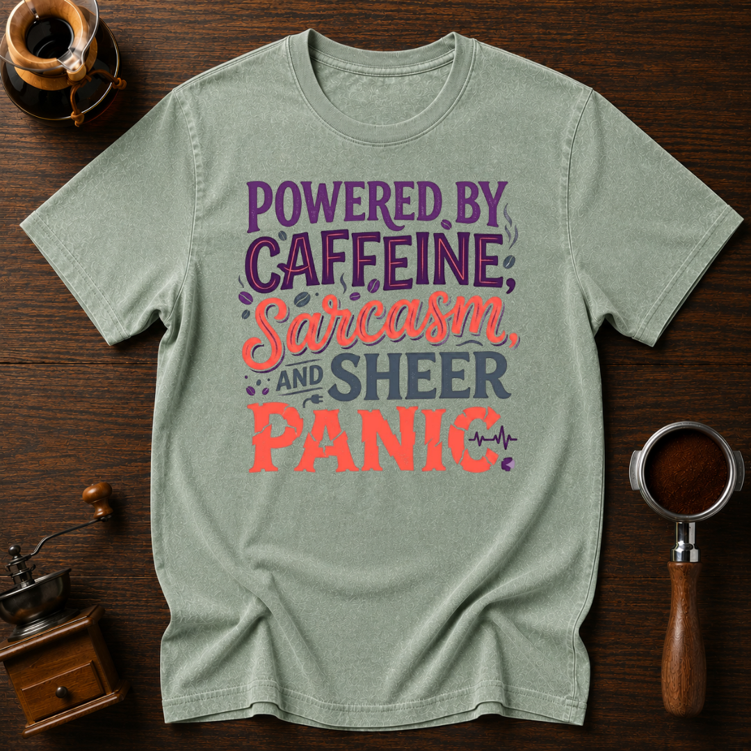 Powered by Caffeine Sarcasm Dyed T-shirt