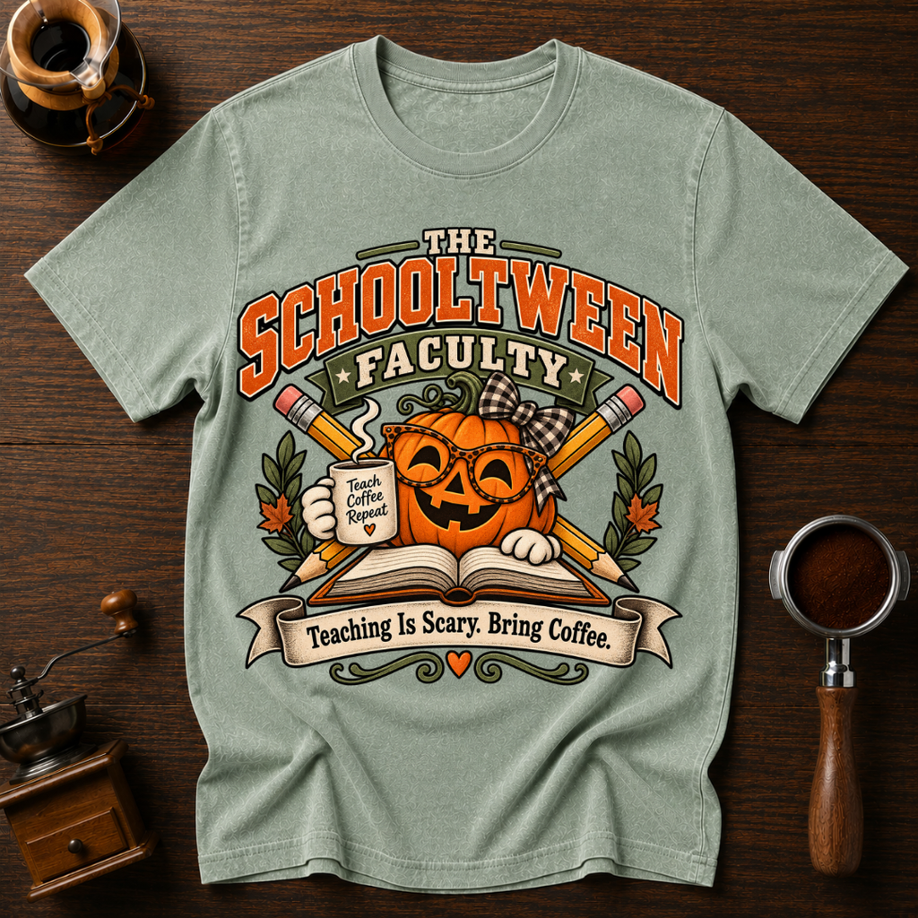 Teaching Is Scary Bring Coffee Dyed T-shirt