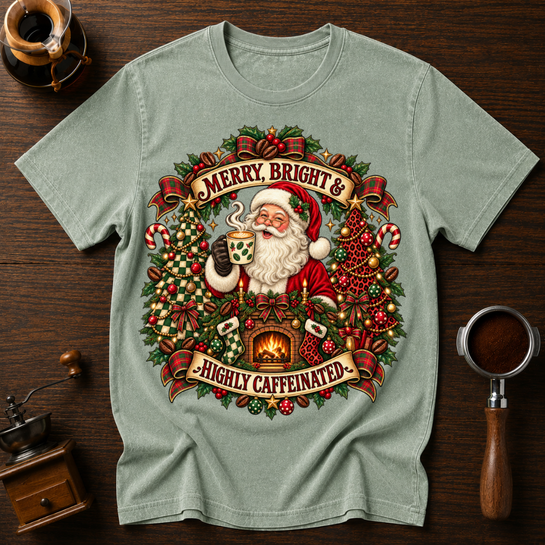 Merry Bright & Highly Caffeinated Dyed T-shirt