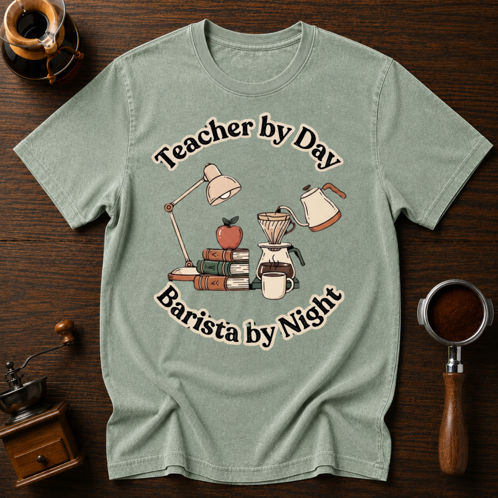 Teacher by Day Barista by Night Dyed T-shirt