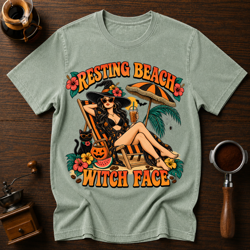 Resting Beach Witch Face Dyed T-shirt