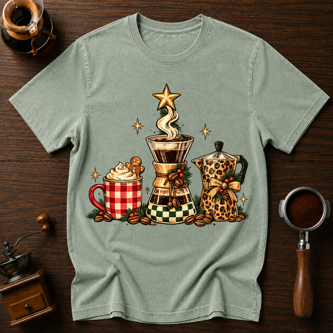 Christmas Coffee Mug Tree Dyed T-shirt