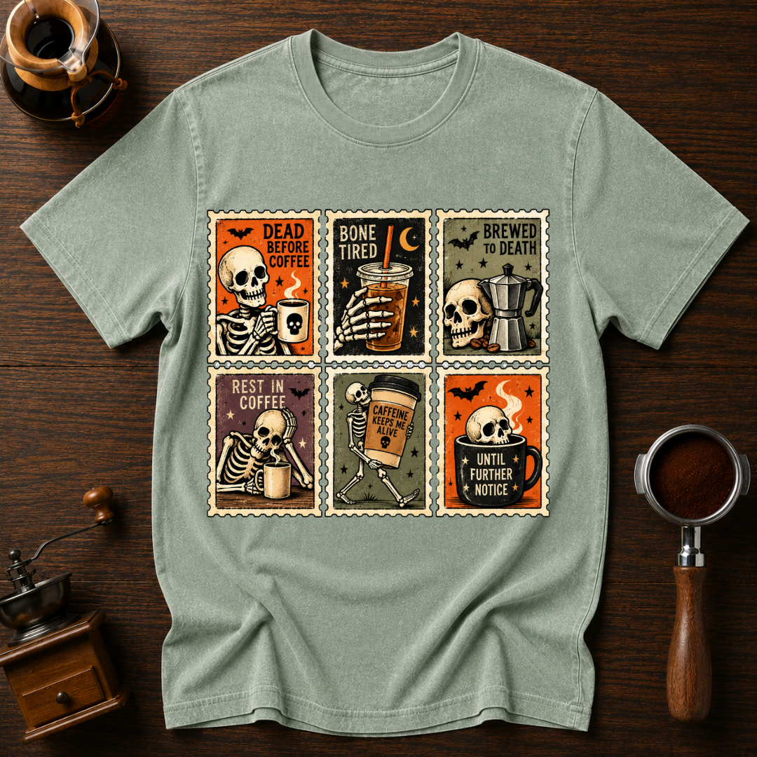 Dead Before Coffee Stamp Dyed T-shirt