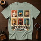 Caffeine Survival Kit Stamp Dyed T-shirt