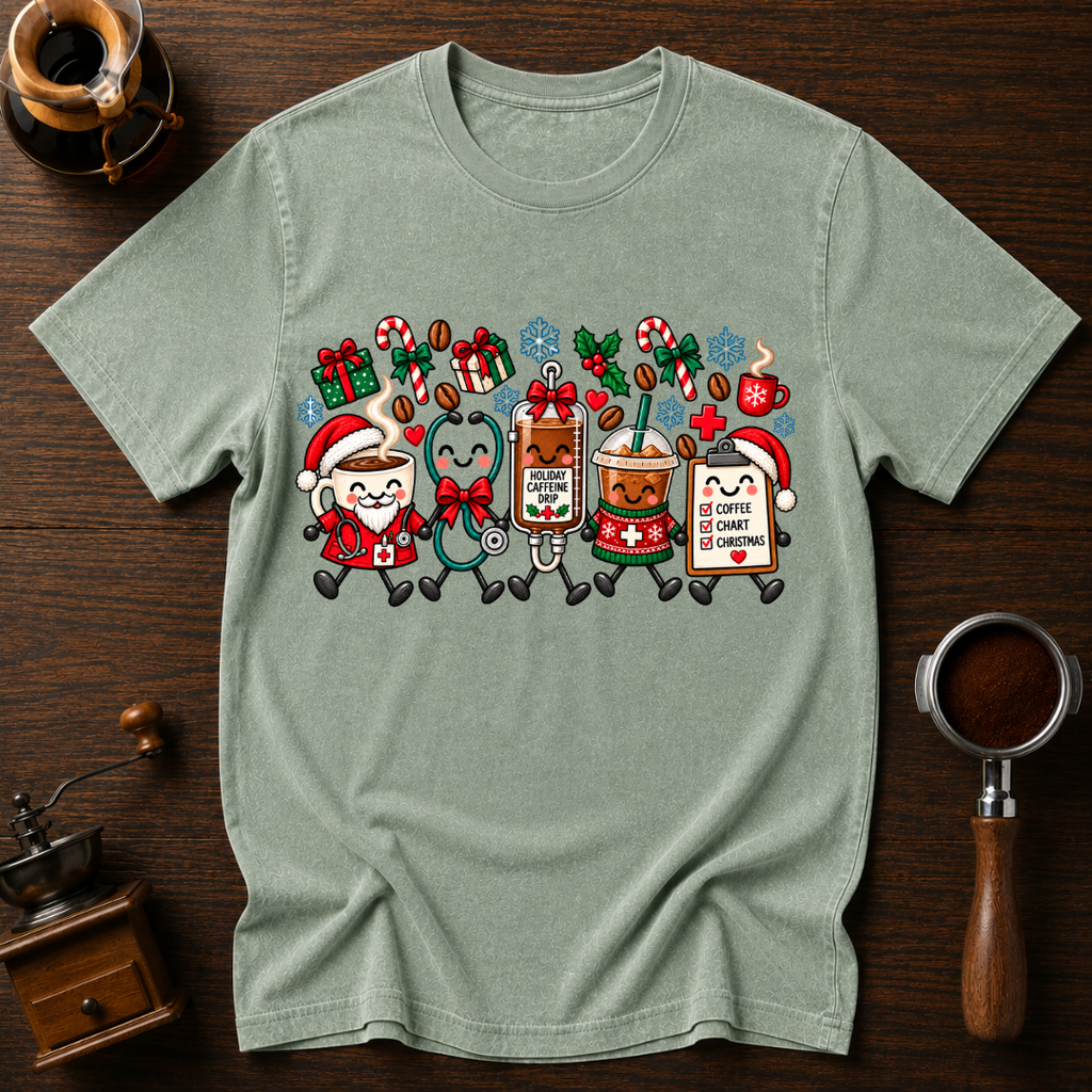 All I Want For Christmas Is Coffee Dyed T-shirt