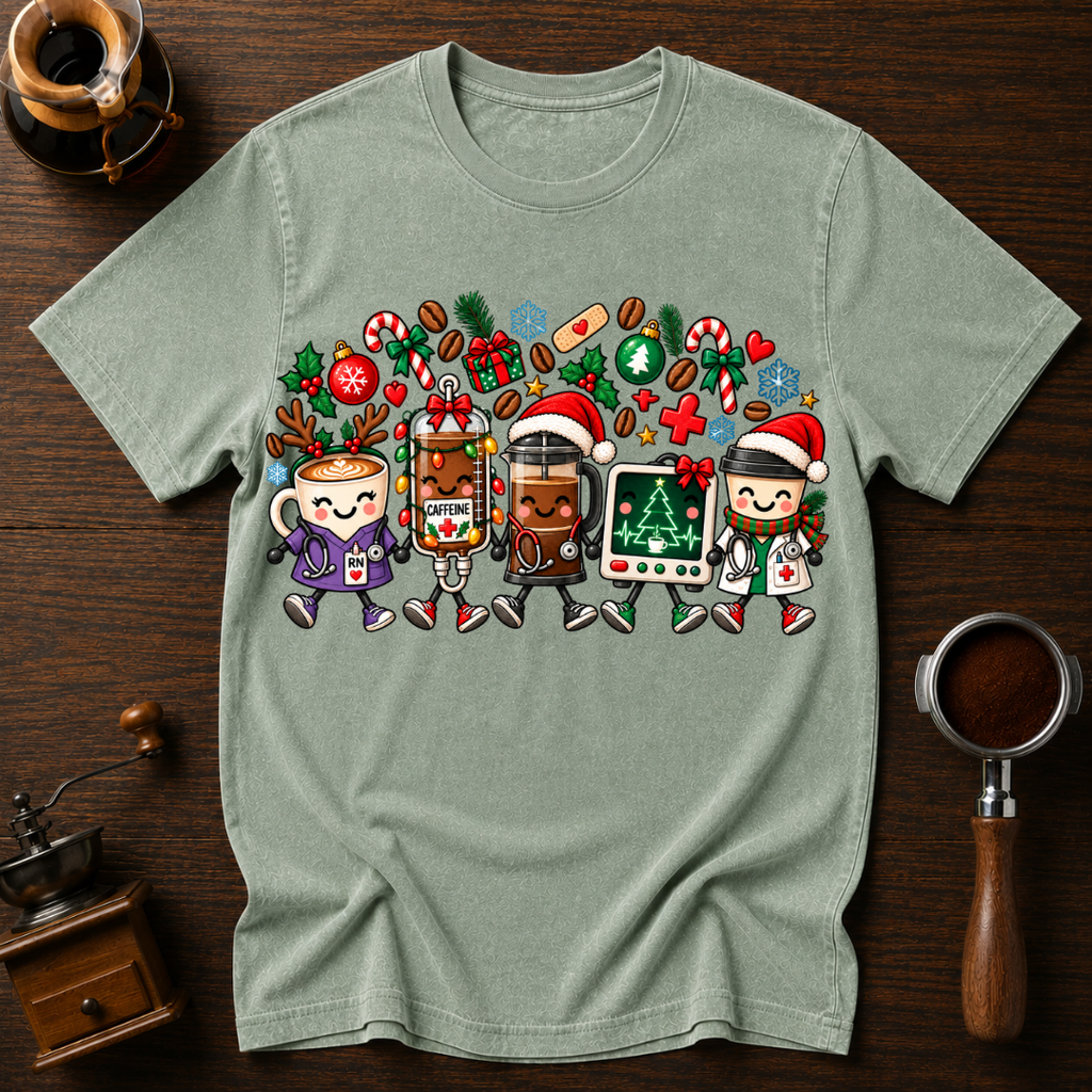 Coffee Care & Christmas Cheer Dyed T-shirt