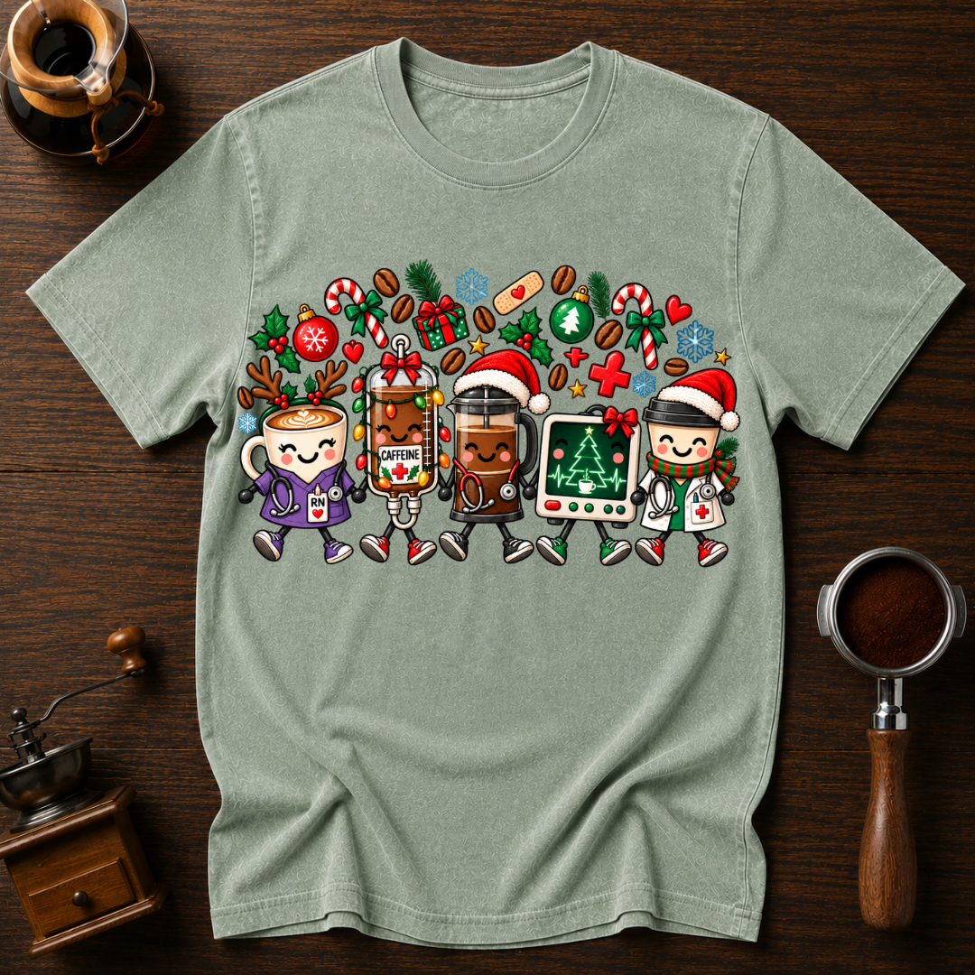 Coffee Care & Christmas Cheer Dyed T-shirt