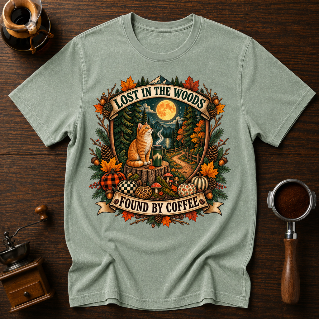 Lost In The Woods Found By Coffee Dyed T-shirt