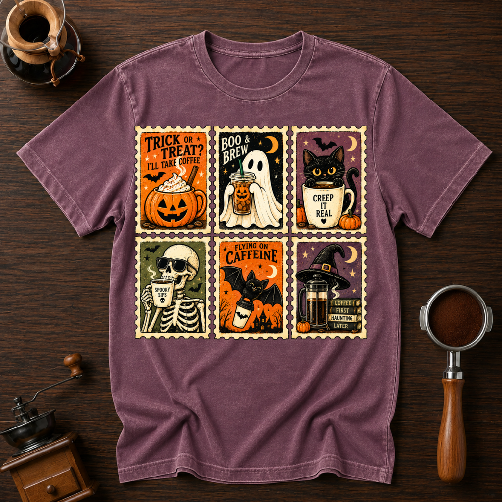 Trick Or Treat I'll Take Coffee Dyed T-shirt
