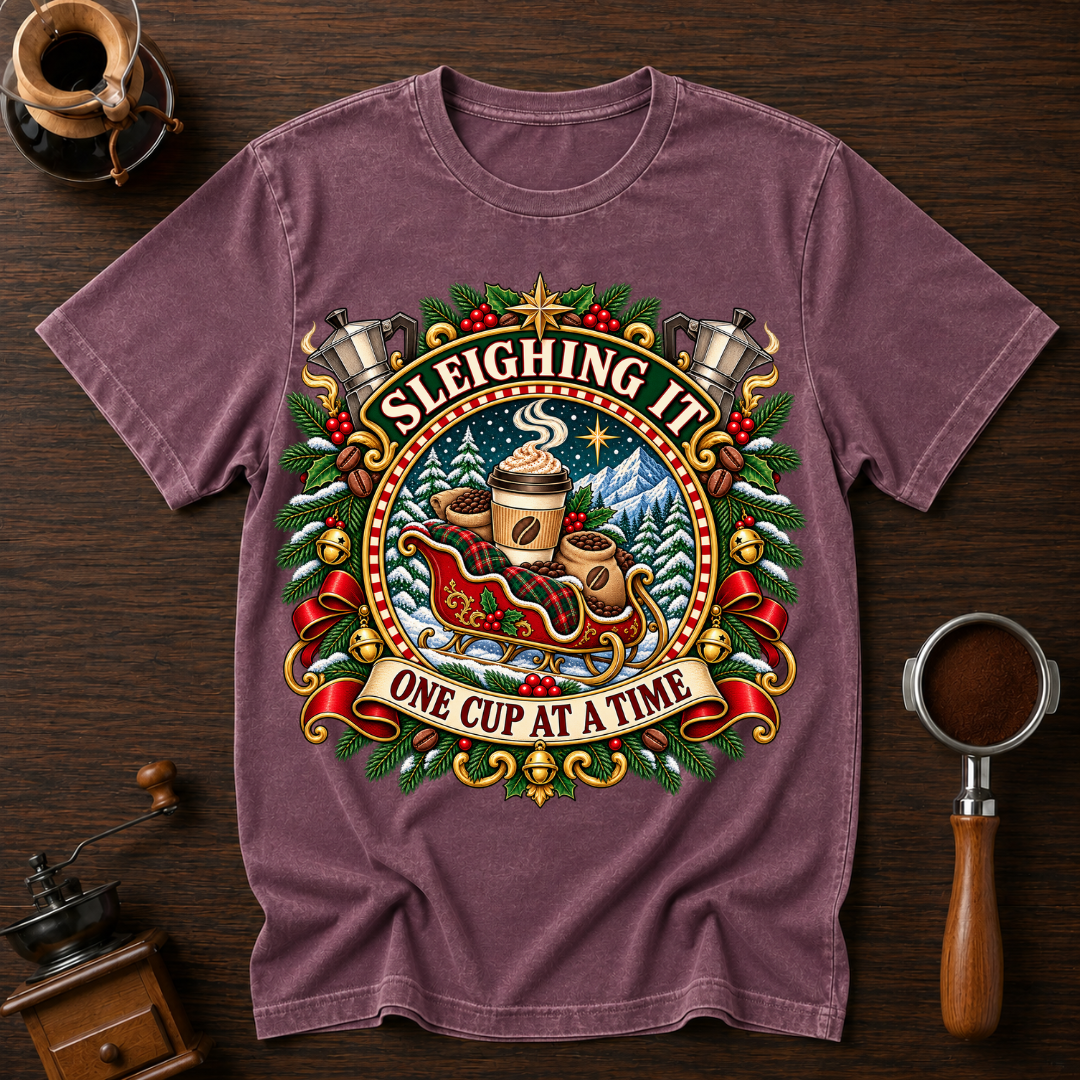 Sleighing It One Cup At A Time Dyed T-shirt