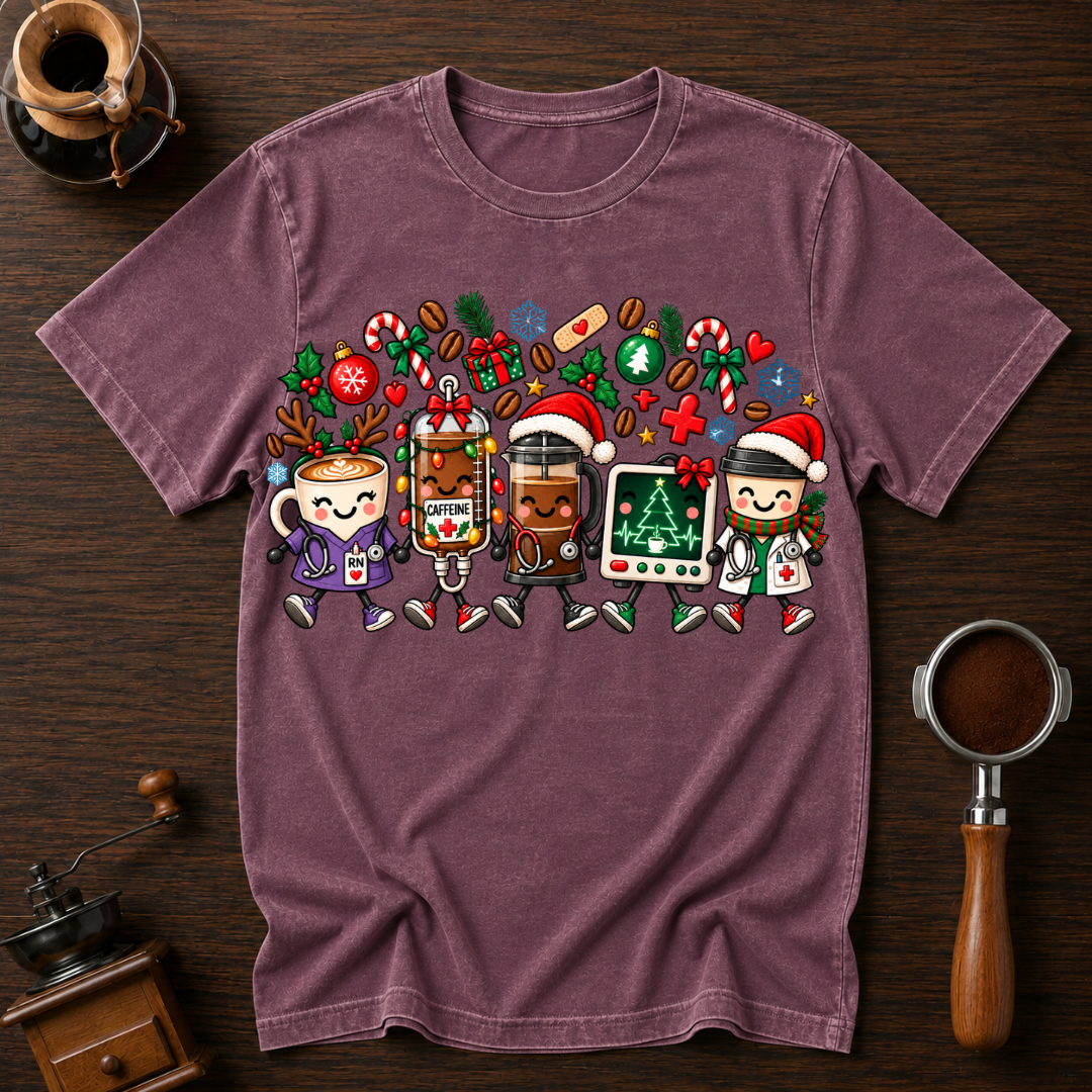 Coffee Care & Christmas Cheer Dyed T-shirt