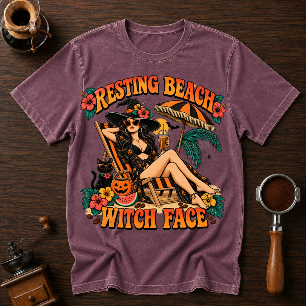Resting Beach Witch Face Dyed T-shirt
