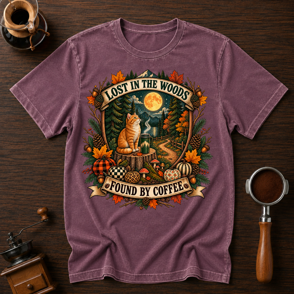 Lost In The Woods Found By Coffee Dyed T-shirt