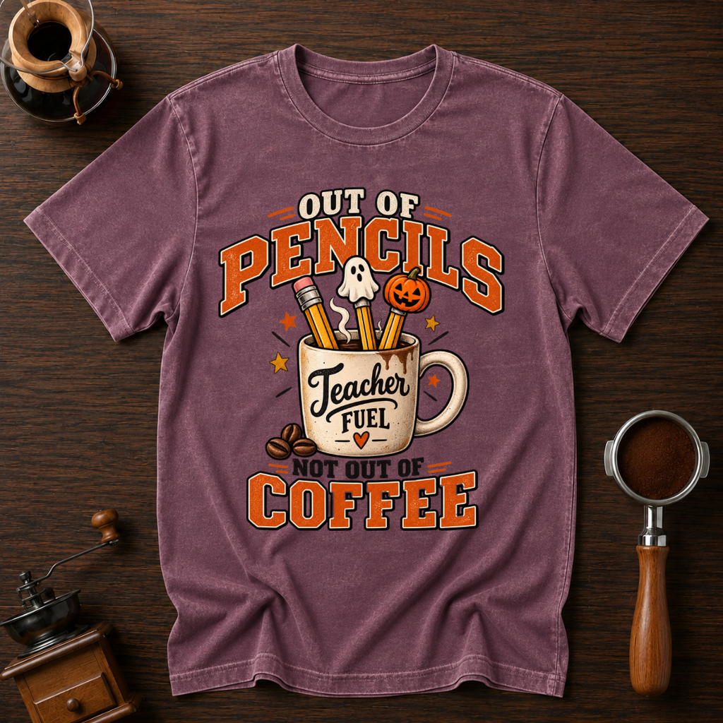 Out Of Pencils Not Out Of Coffee Dyed T-shirt