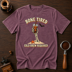 Bone Tired Cold Brew Required Shirt, Skeleton Hand Iced Coffee Tee, Funny Halloween Coffee Shirt, Tired Mom Gift, Garment Dyed T-Shirt