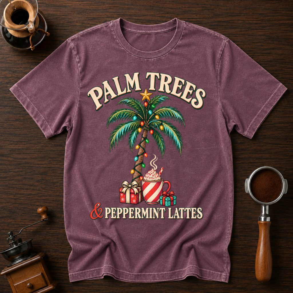 Palm Trees & Peppermint Lattes Dyed T-shirt