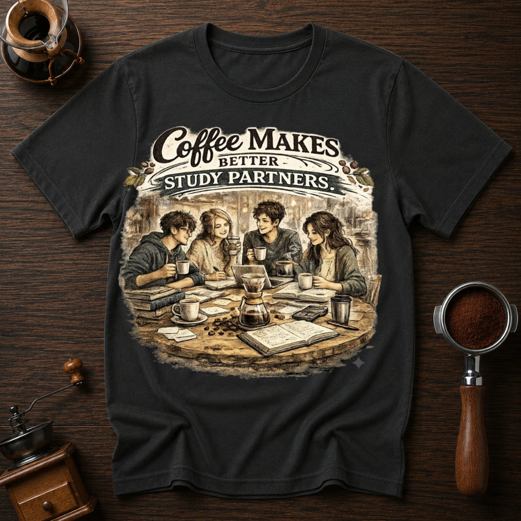 Coffee Makes Better Study Partners Dyed T-shirt