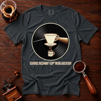 Dark Roast of the Moon Shirt, Pour Over Coffee Tee, 70s Classic Rock Coffee Shirt, Vinyl Record Coffee Lover Gift, Garment Dyed T-Shirt