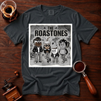 The Roastones Shirt, Funny Coffee Band Tee, Retro Punk Rock Coffee Shirt, 70s Punk Parody, Coffee Lover Gift, Garment Dyed T-Shirt