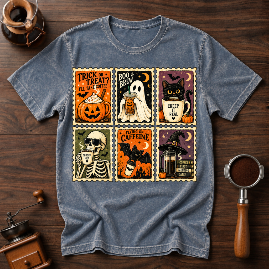 Trick Or Treat I'll Take Coffee Dyed T-shirt