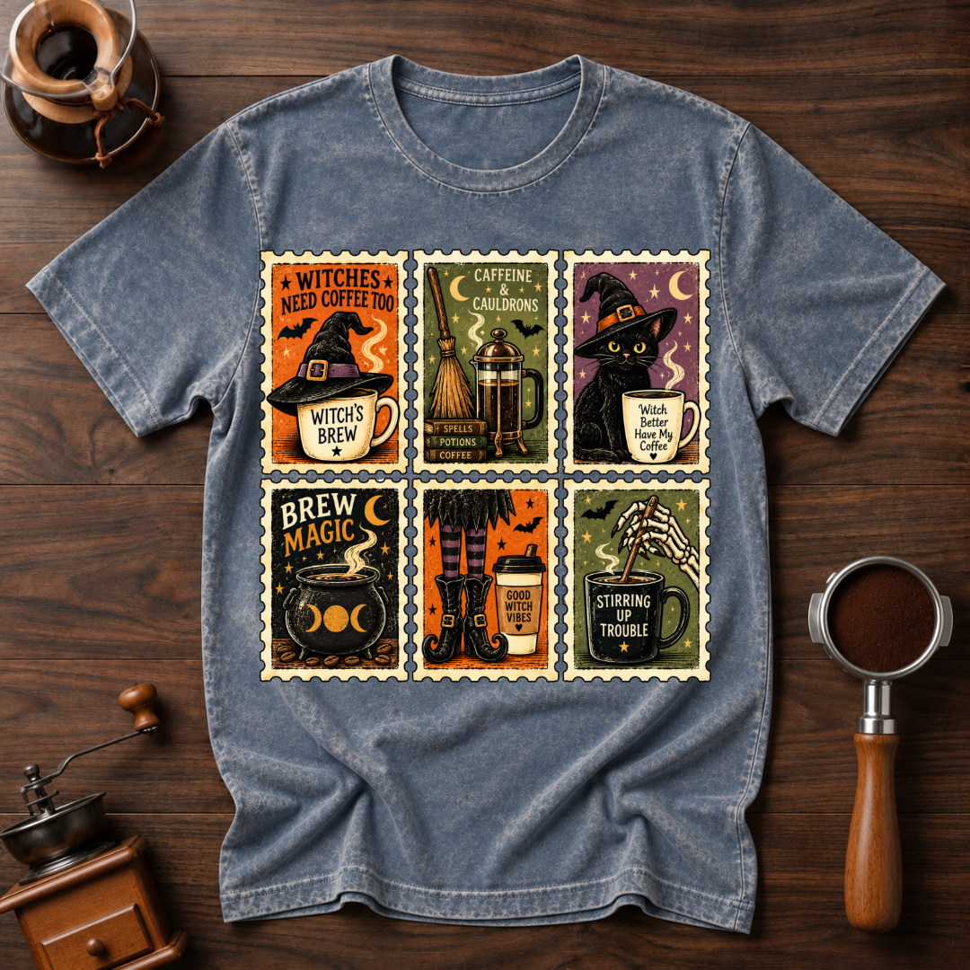 Witch's Need Coffee Too Dyed T-shirt