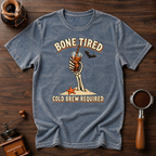 Bone Tired Cold Brew Required Shirt, Skeleton Hand Iced Coffee Tee, Funny Halloween Coffee Shirt, Tired Mom Gift, Garment Dyed T-Shirt