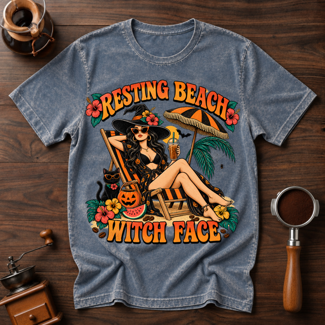 Resting Beach Witch Face Dyed T-shirt