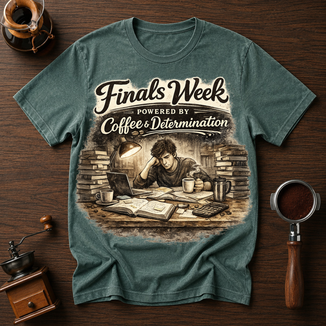Finals Week Powered by Coffee and Determination Dyed T-shirt