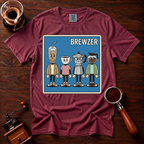 Brewzer Shirt, Nerdy Indie Coffee Tee, 90s Alt Rock Band Parody Shirt, Geeky Coffee Lover Gift, Retro Garment Dyed T-Shirt