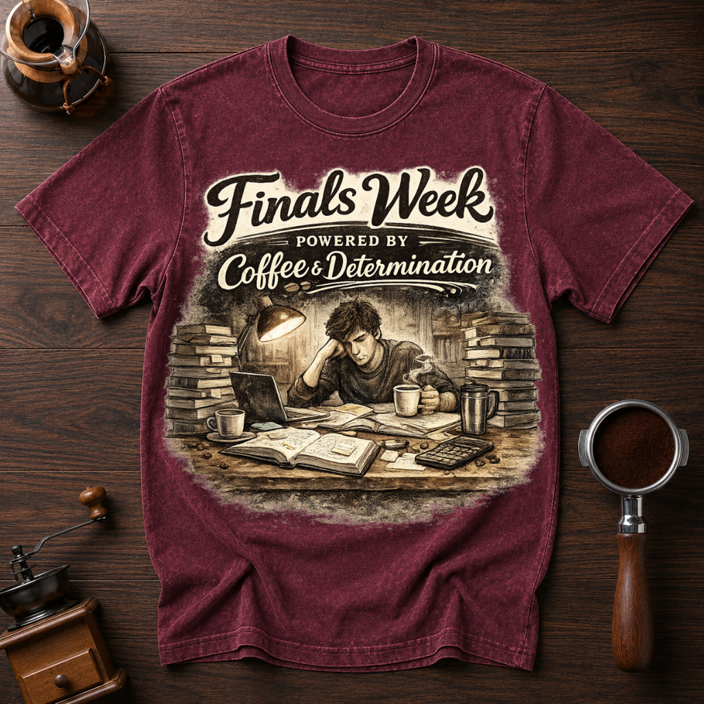 Finals Week Powered by Coffee and Determination Dyed T-shirt