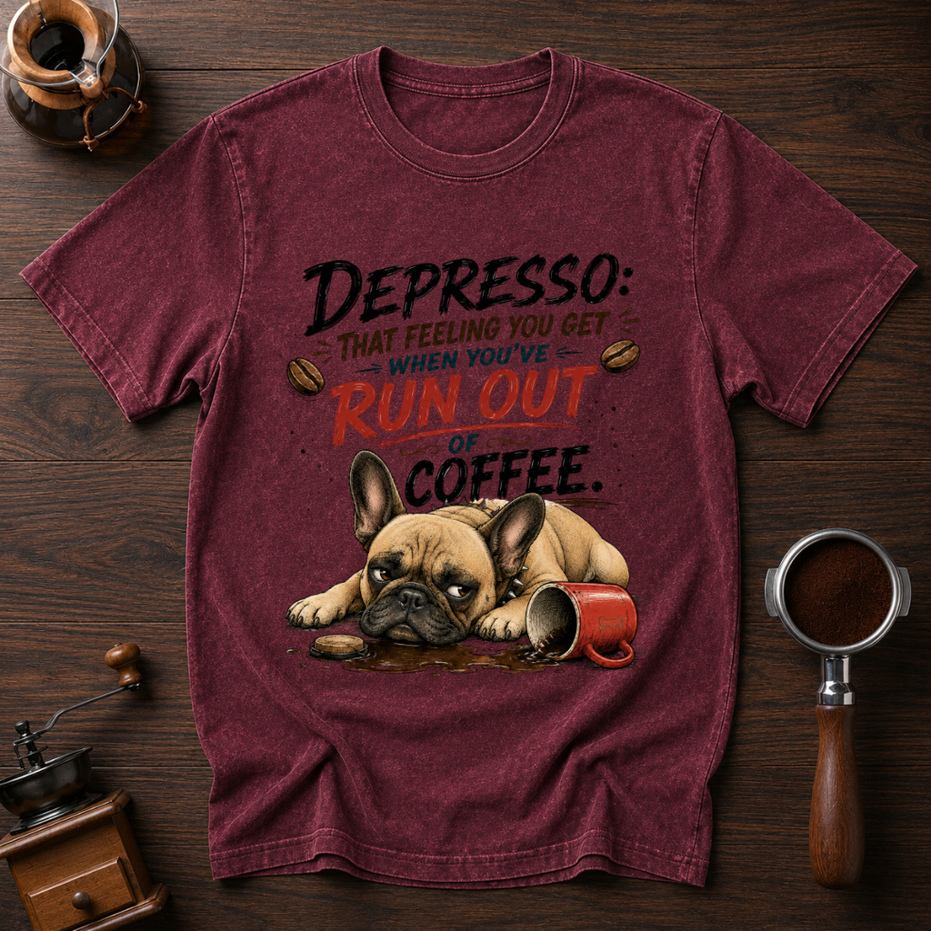 Depressed Frenchie Out of Coffee Dyed T-shirt