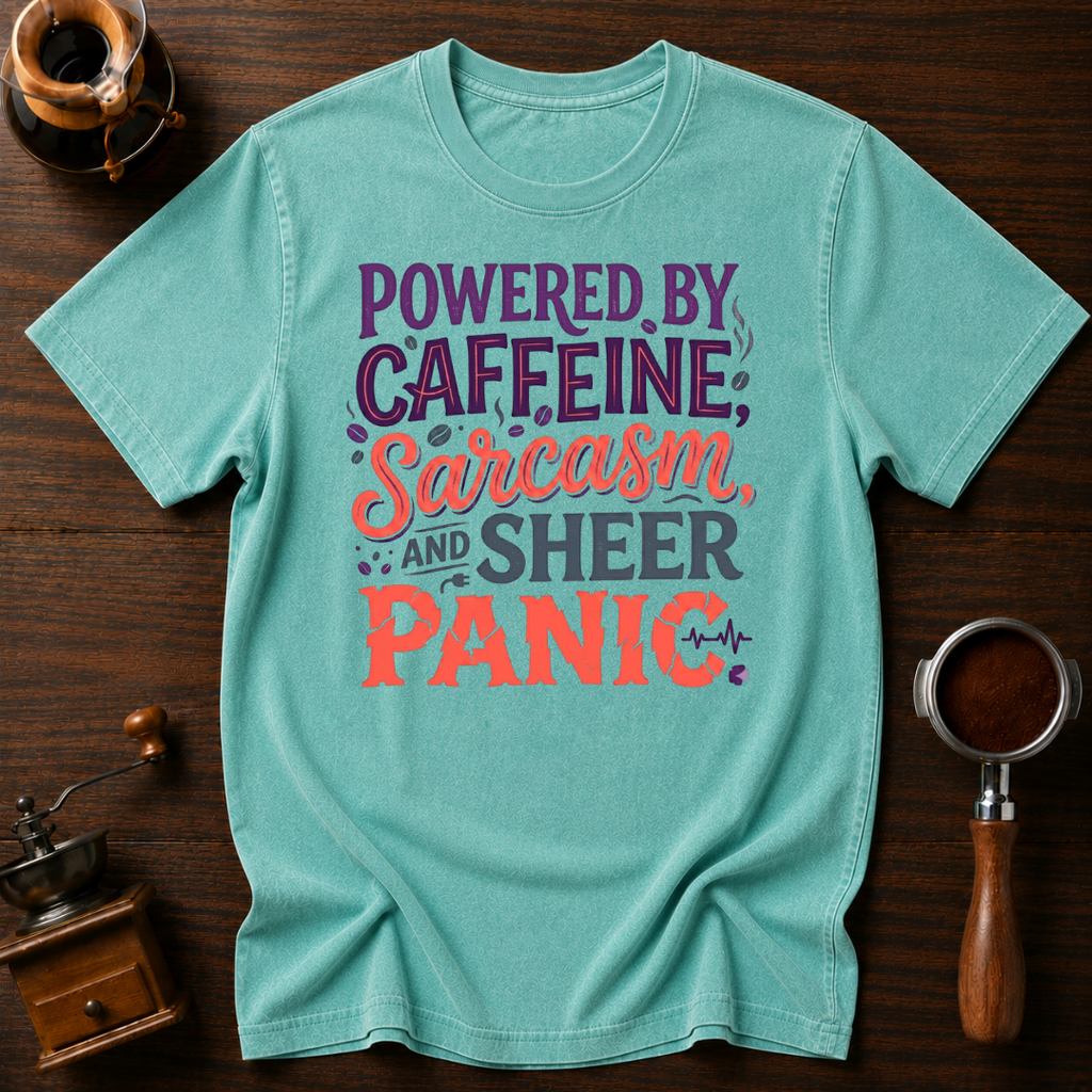 Powered by Caffeine Sarcasm Dyed T-shirt