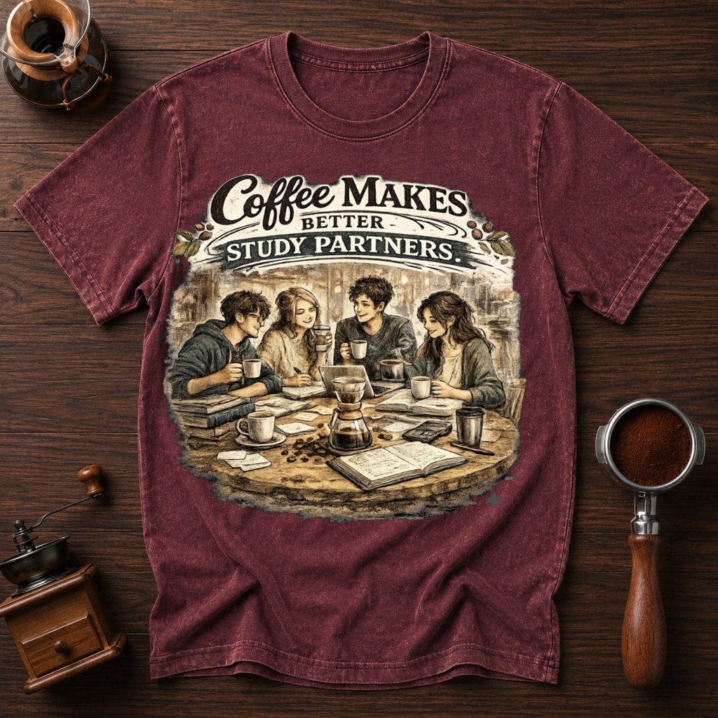 Coffee Makes Better Study Partners Dyed T-shirt
