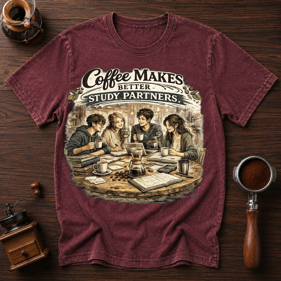 Coffee Makes Better Study Partners Dyed T-shirt