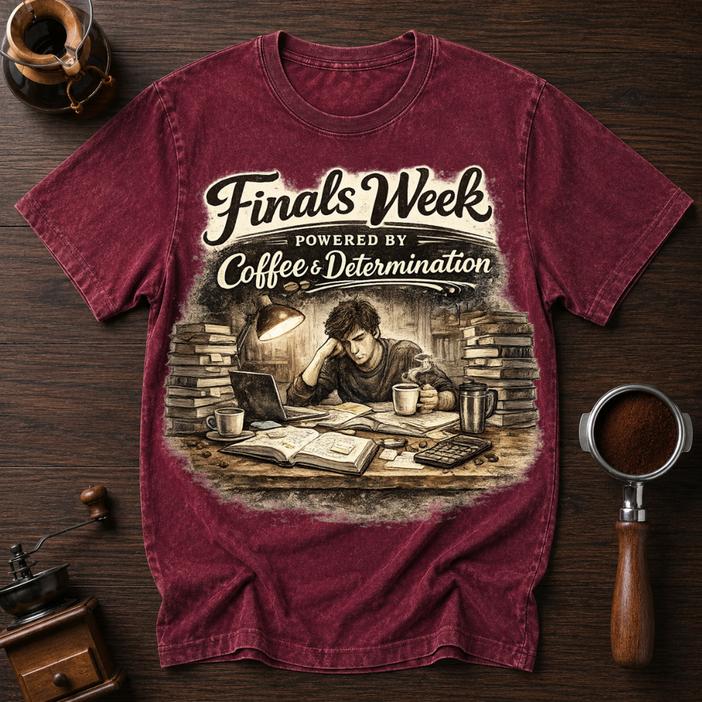 Finals Week Powered by Coffee and Determination Dyed T-shirt