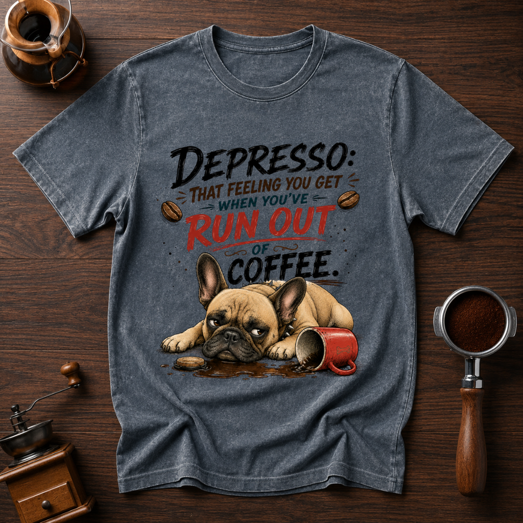 Depressed Frenchie Out of Coffee Dyed T-shirt