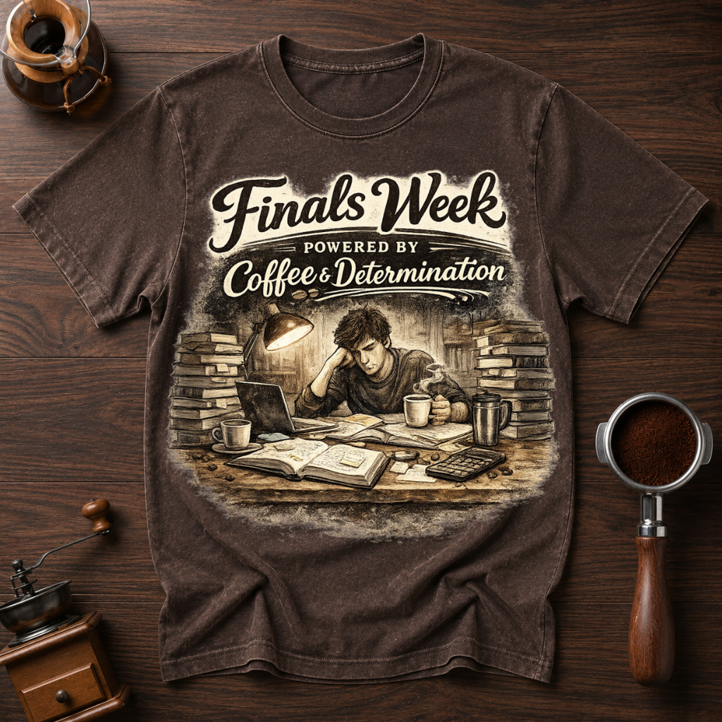 Finals Week Powered by Coffee and Determination Dyed T-shirt