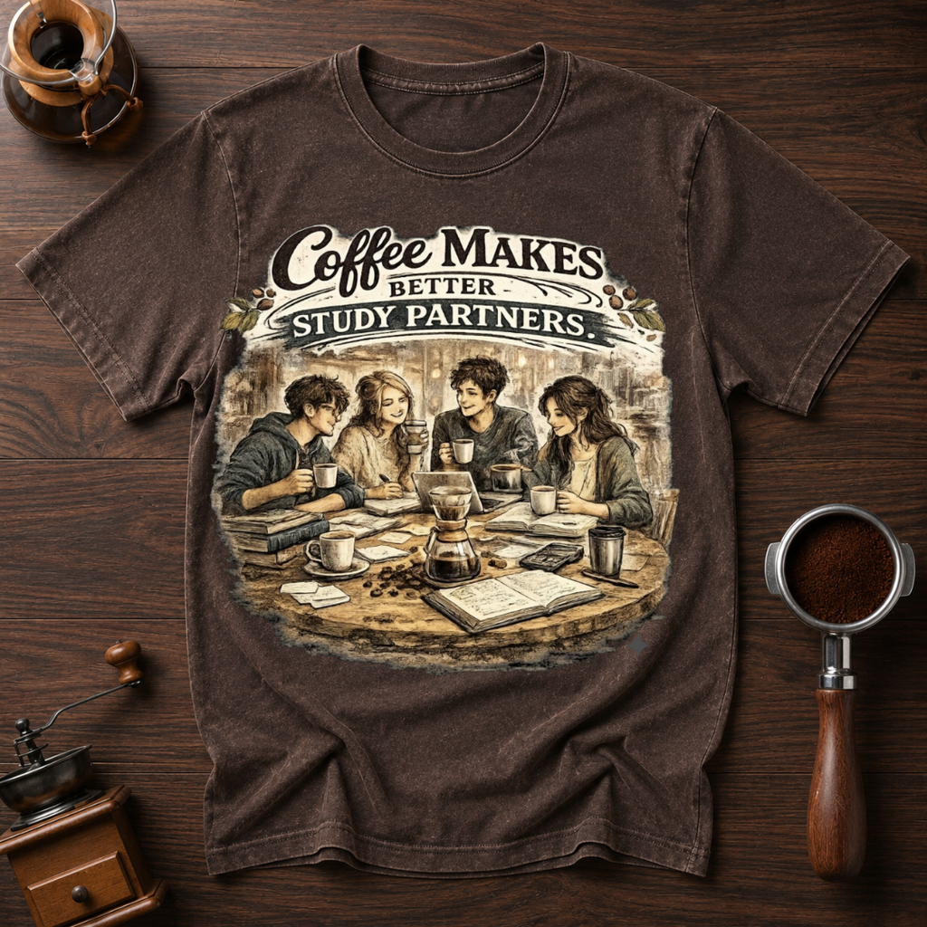 Coffee Makes Better Study Partners Dyed T-shirt