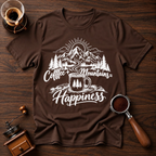 Coffee + Mountains = Happiness White Dyed T-shirt