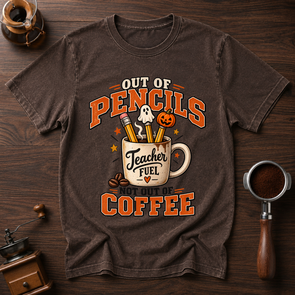 Out Of Pencils Not Out Of Coffee Dyed T-shirt