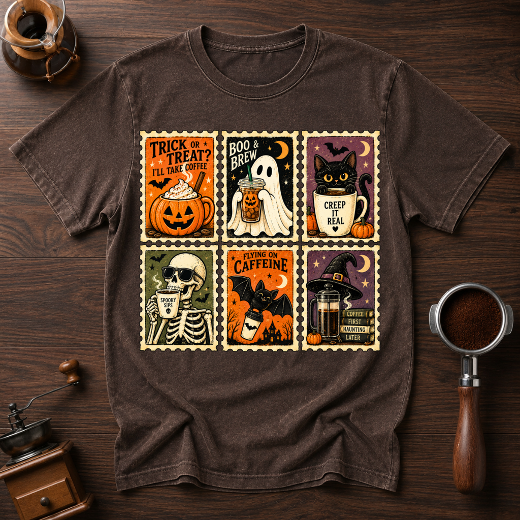 Trick Or Treat I'll Take Coffee Dyed T-shirt